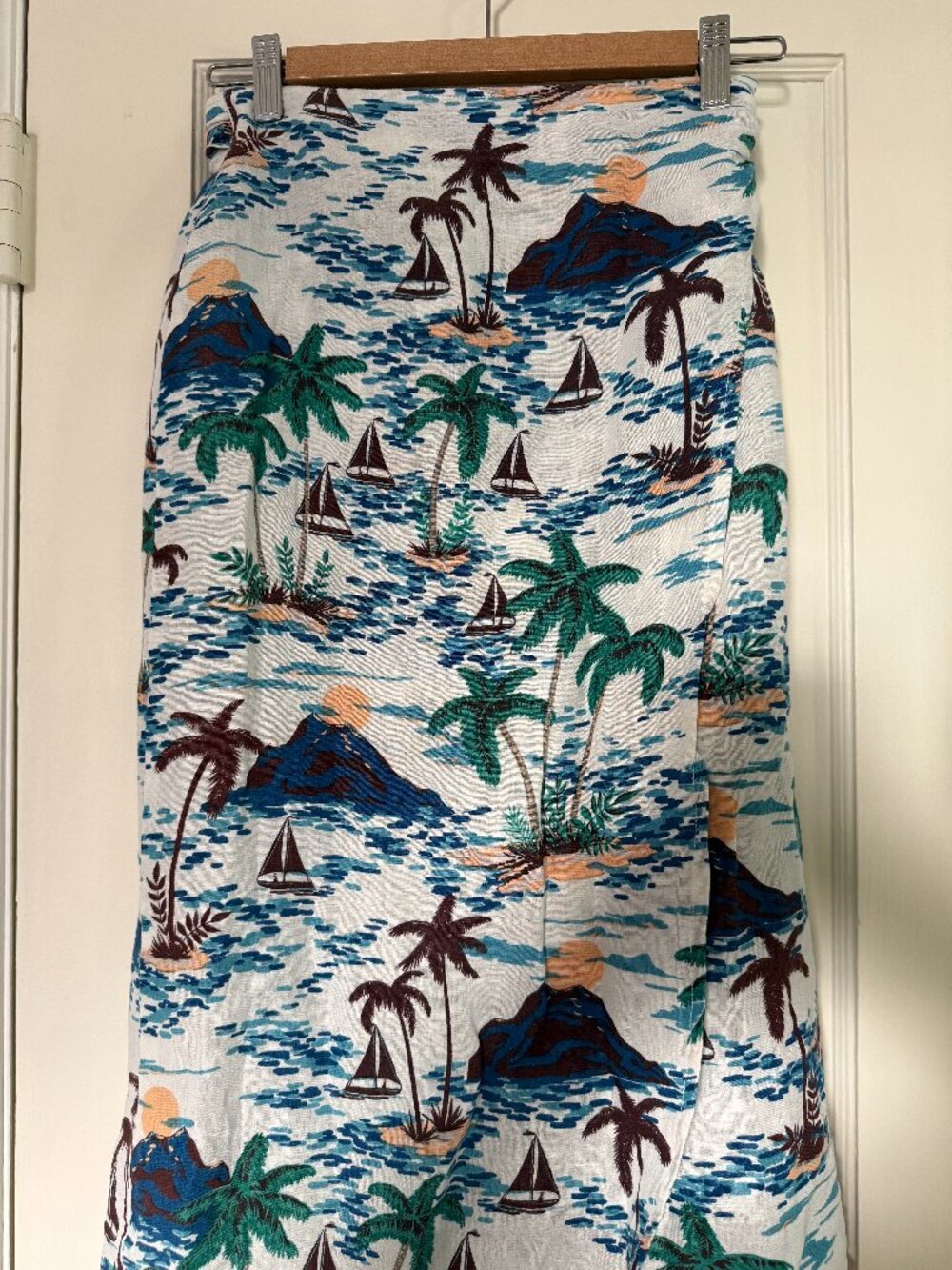 India Collection by Emerson Fry Tropical Island Wrap Midi Skirt Size S